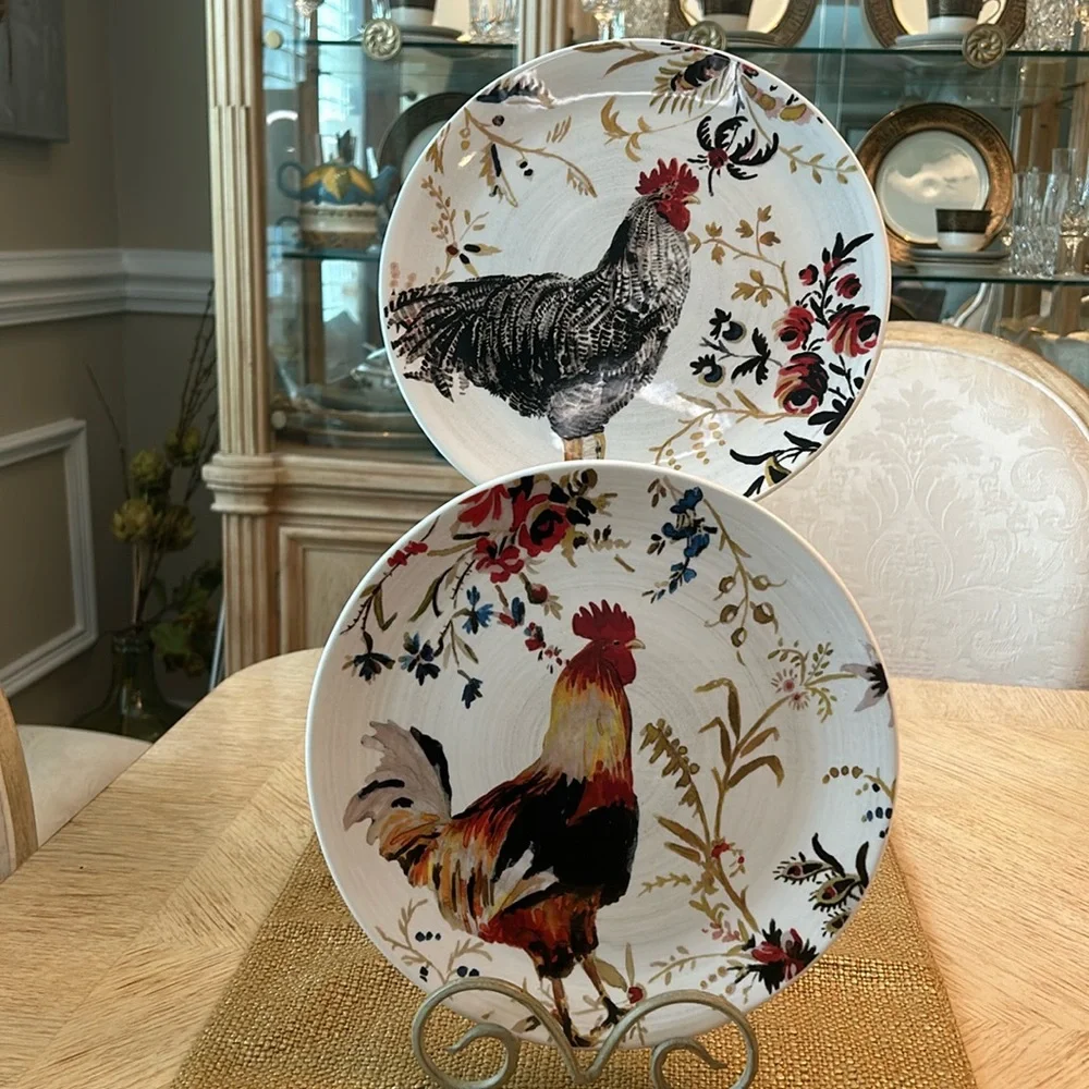 Williams-Sonoma Rooster Francais Marc Lacaze Plates (2)